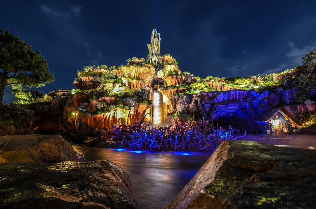 Splash Mountain night from rocks TDL | Andrew Long | Flickr