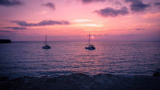 Pink sunset in Cala Saona, Formentera