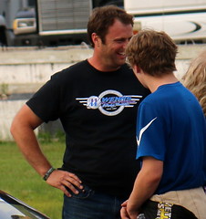6.9.18 Marshfield Motor Speedway - 2nd place 91 Carson Kvapil talking with dad Travis Kvapil