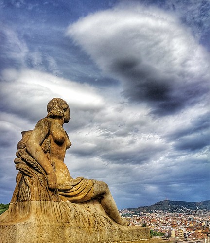 mnac barcelona catalonia travel city monument landscape cloud sky