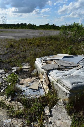 Orlando Attractions by Comiccreator24, Abandoned mattress, with the Orlando Eye in the distance - May 24, 2018.nikonography nikon nikonphot