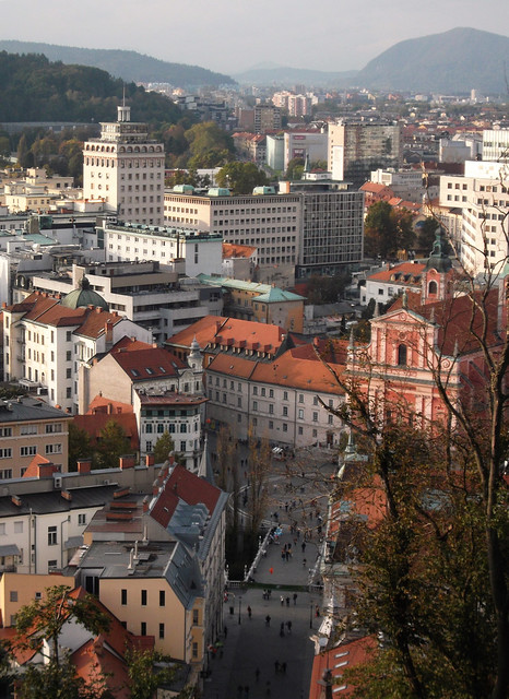 Prešeren Square from the castle hill