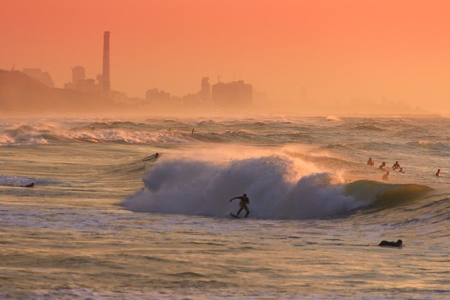 Surfing at Sunset - Tel-Aviv beach - Follow me on Instagram:  @lior_leibler22