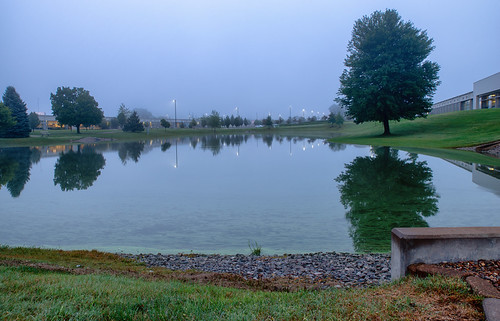 pentax2470f28edsdm foggy cy365 365challenge pentaxlenses water things 160818 iowa 3652018 weather august duckpond pond cedarrapids locations 365the2018edition pentax day228365 building linncounty photography camera architecture fog unitedstates pentaxk1 places equipment us