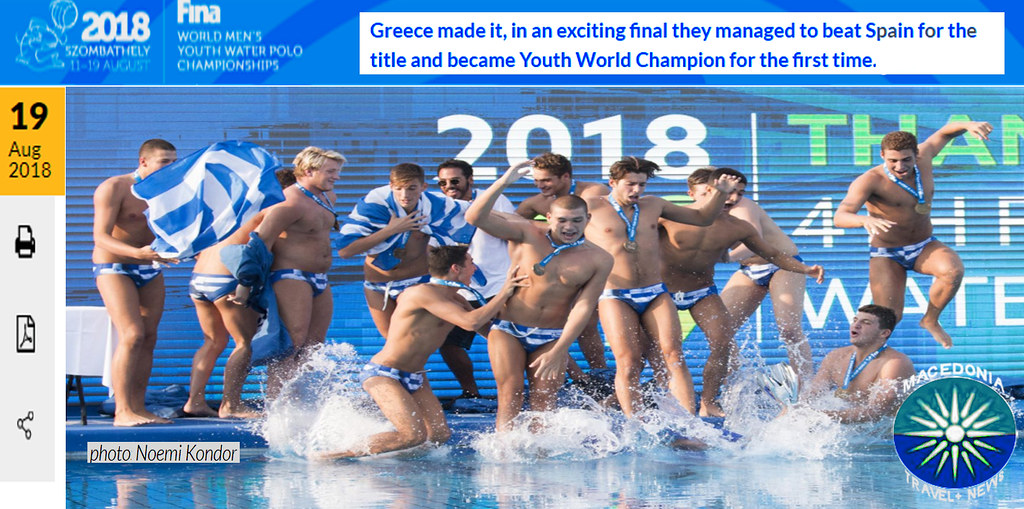 Macedonia News, Greece youth water polo 2018 world champion
