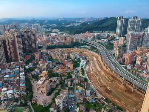 shenzhen china chine drone dji spark panorama longgang density city architecture urban planning