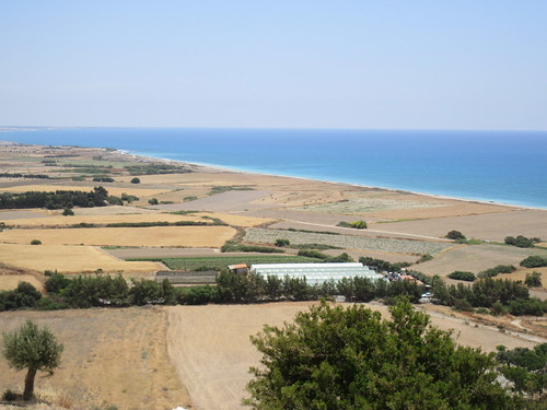Fields and Mediterranean coast from Kourion, Cyprus