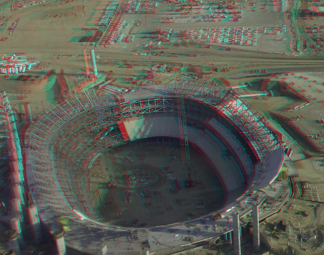 SoFi Stadium Construction 3D hyperstereo red-cyan anaglyph - Olympus Stylus Tough TG-4
