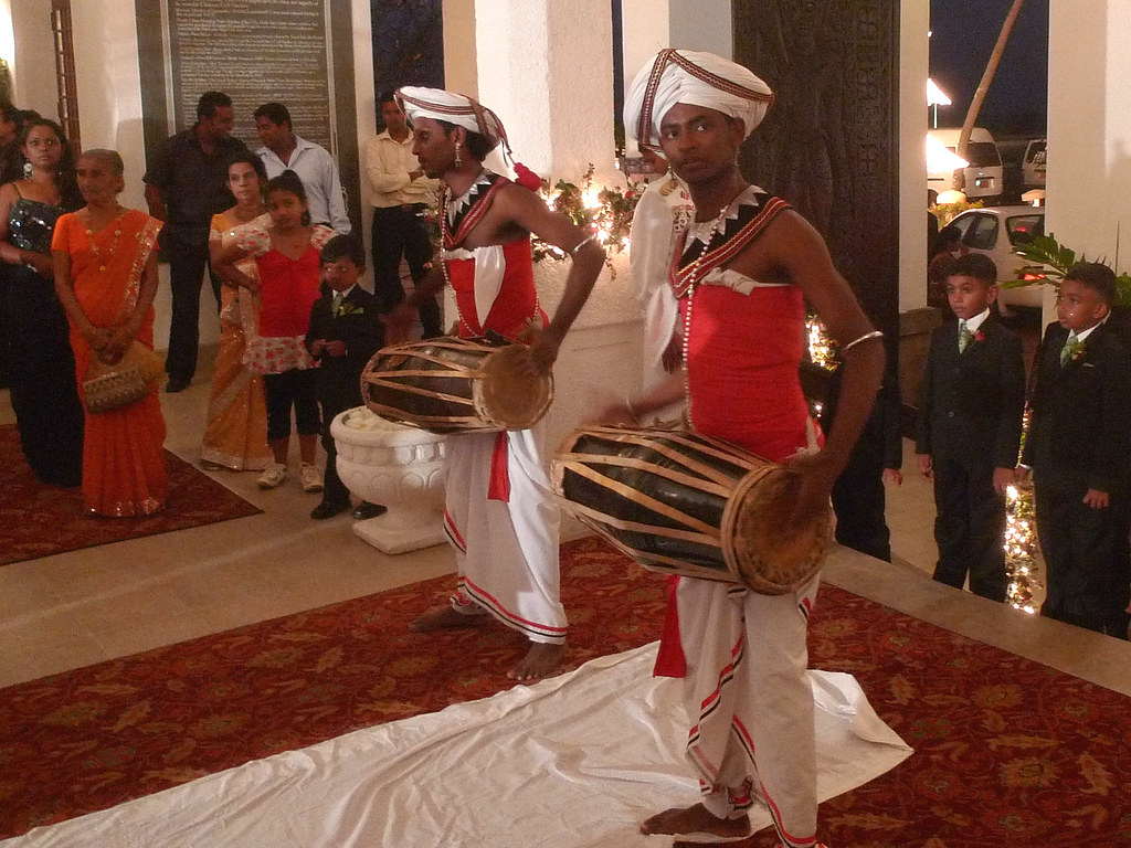 Drumming for a wedding ceremony at the Galle Face Hotel