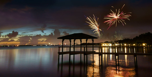 Fireworks along the Indian River Lagoon.