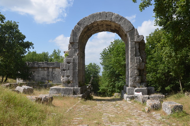 Carsulae, the Arch of S. Damiano, the northern entrance of the town on the Via Flaminia, Italy
