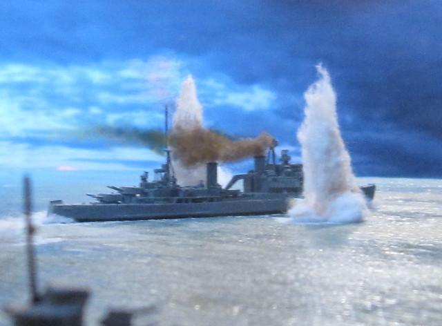 HMS Fiji under fire