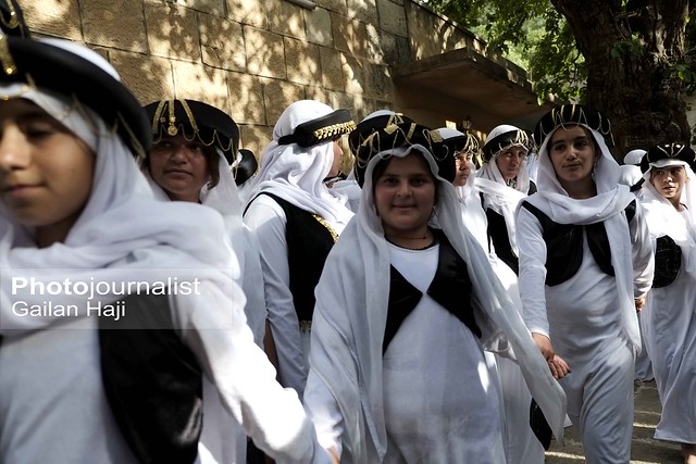 Yazidi girls, who were allegedly used by Islamic State (IS) militants as sex slaves, wear traditional clothe.Gailan Haji-61- _DSF9429