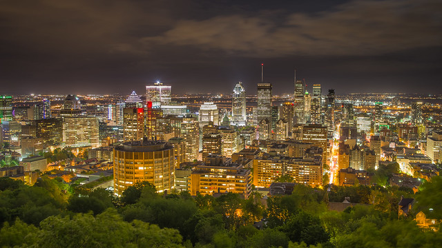 View Of The City of Montreal at Night  from Mount Real