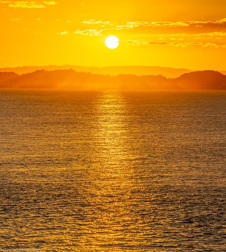 orange bushfire sky sun sunset ocean sea queensland australia gold coast