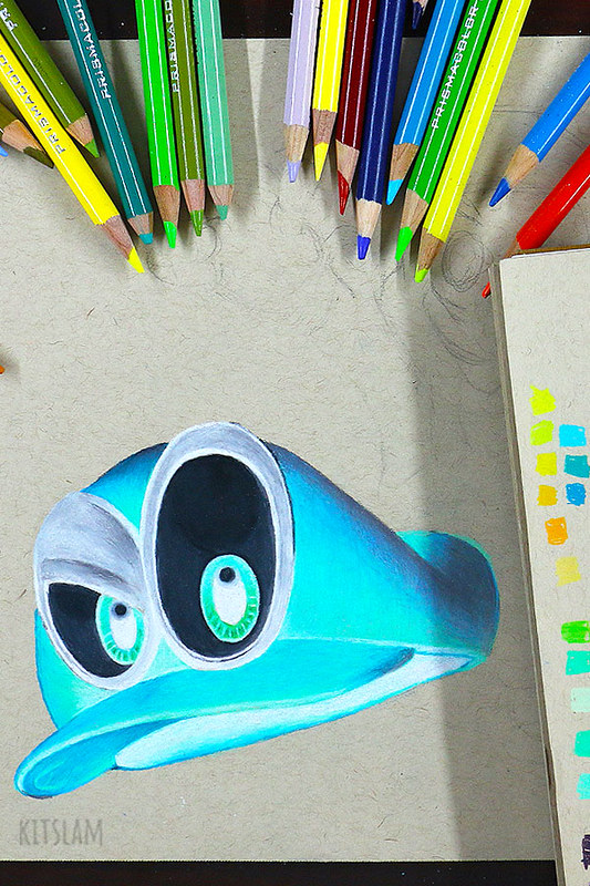 Cappy Pencil Color Drawing with Inverted Colors, Cappy penc…