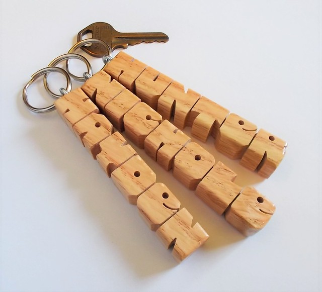 Oak Wood Name Keychains