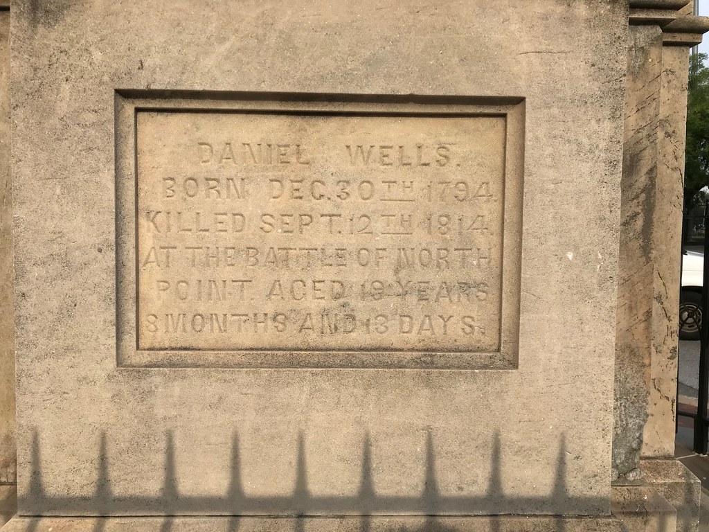 Inscription on the base, Wells and McComas Monument (1873 ...