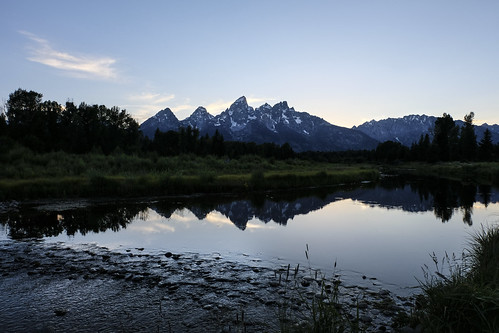 wyoming mountains tetons river water reflection blue hour nature landscape fujifilm