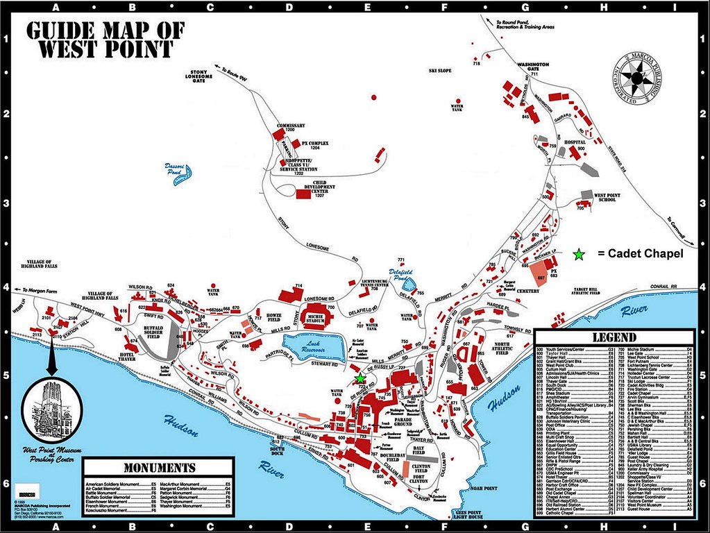 West Point Map | USMA Campus Map for location of Cadet Chape ...