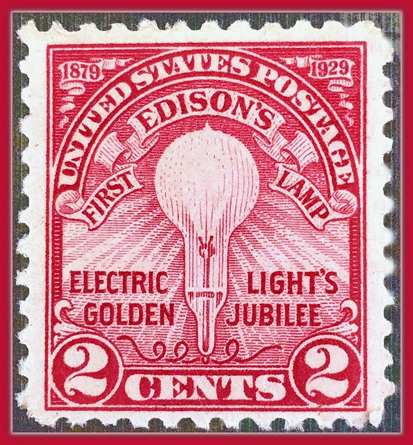 1929 2¢ Edison’s First Lamp Flat Plate Printing