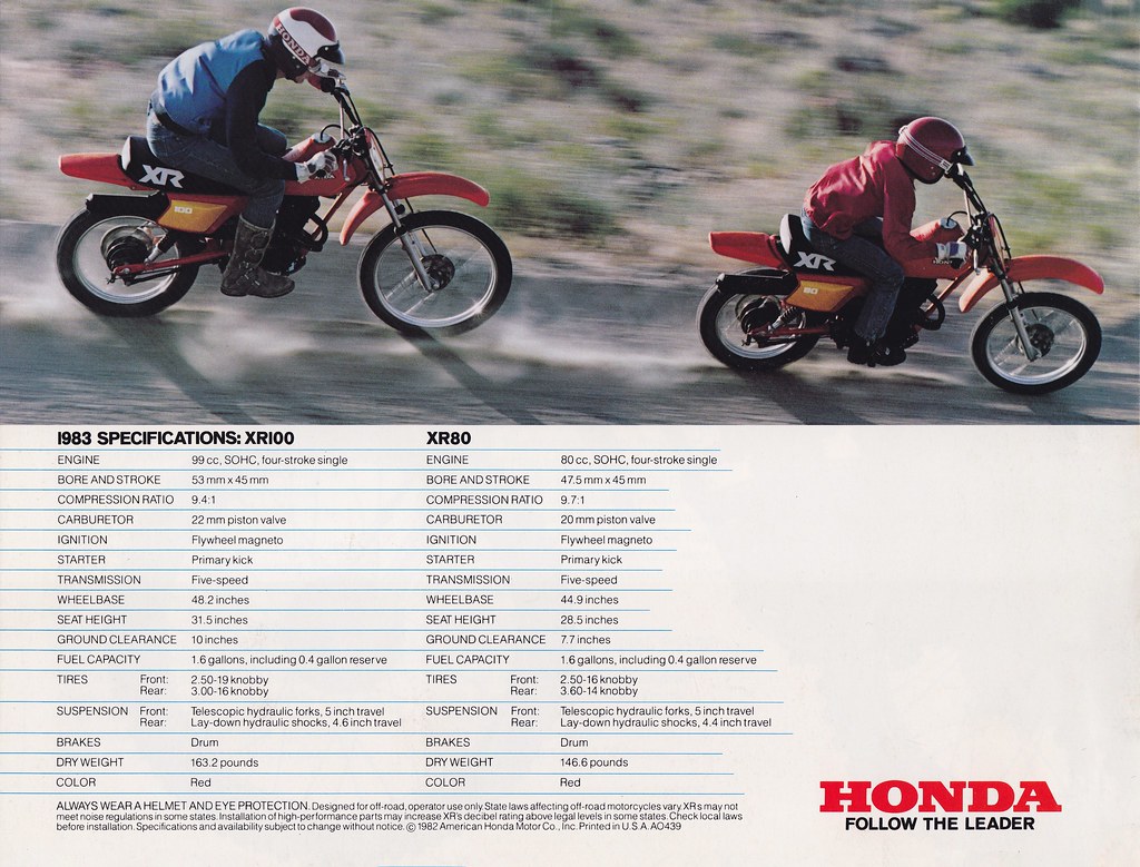 NOS Honda 1983 XR100 XR80   DEALER SALES BROCHURE 