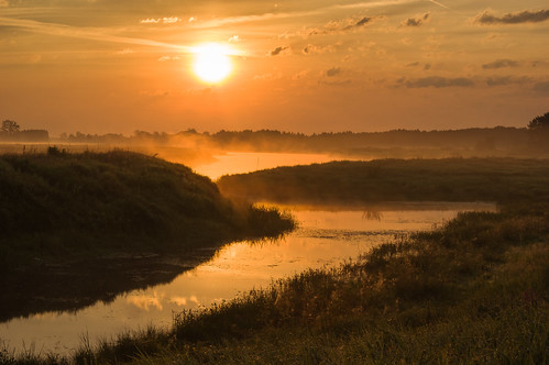 rakowoboginie podlaskie poland river sun morning mist water