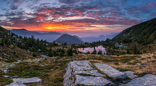 laghetto dei saléi ticino switzerland sunrise panorama schweiz burning sky mountain lake nikon d810 landscape tessin valle onsernone hiking locarno clouds