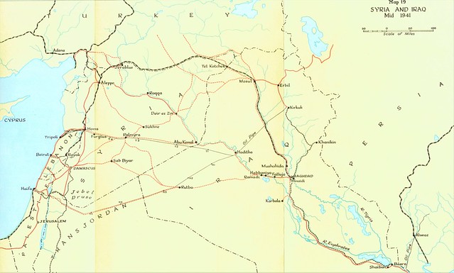 The Middle East - The main railway lines map (1941)