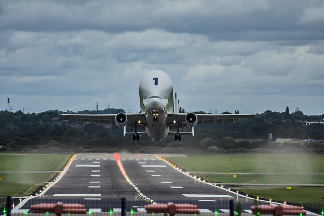 Airbus Beluga No.1 (F-GSTA) Taking off from Hawarden Airport