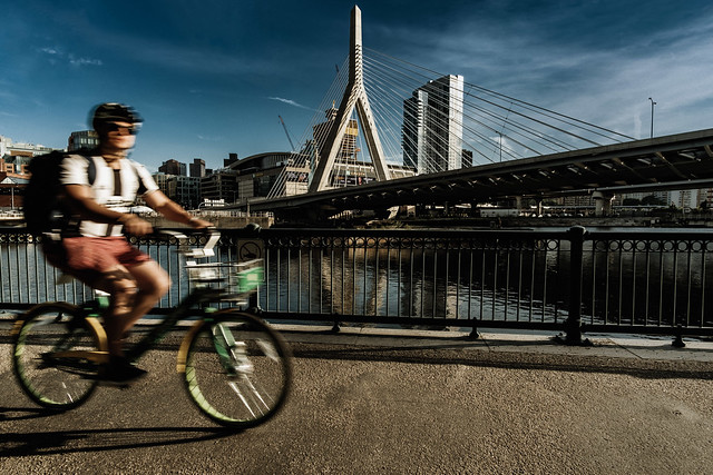 Cycling by the Zakim Bridge (Bicycle Series No. 17)