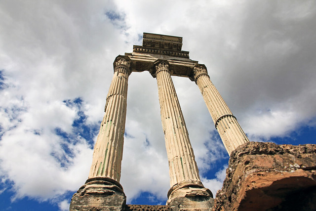 Ruins of Tempio dei Dioscuri, Roman Forum - Rome, Italy