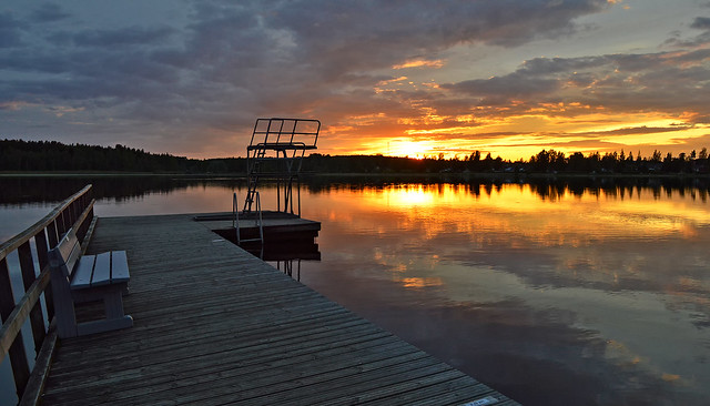 Sunset on the lake Päijänne. Sysmä, Finland. Summer 2018.