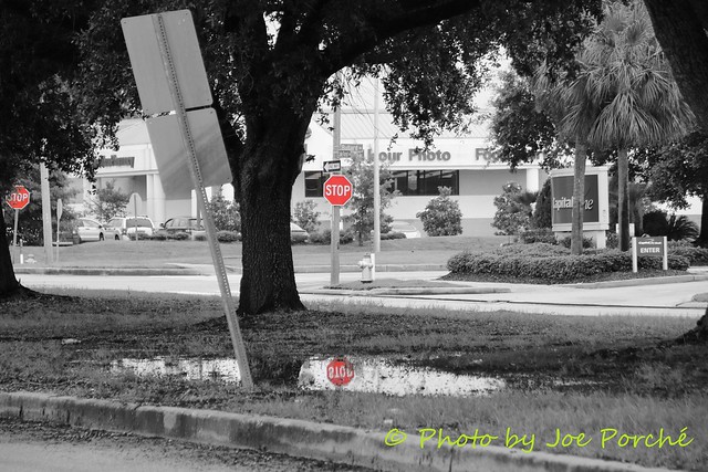 Black and White with Red Stop