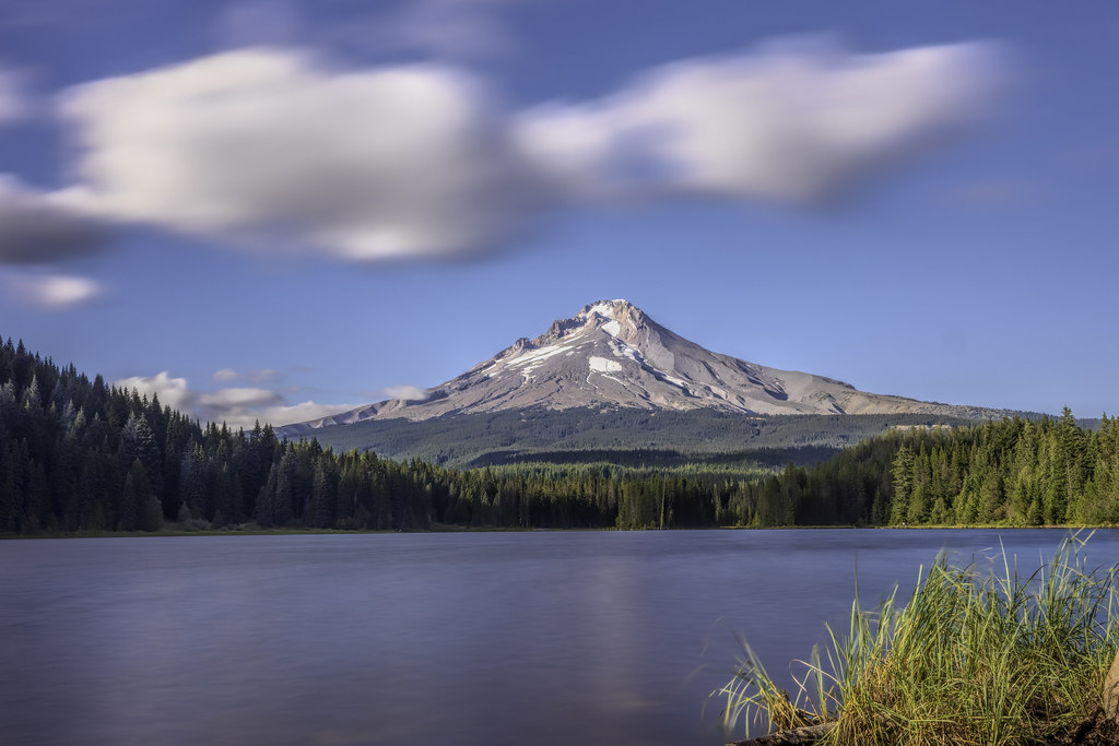 Long exposure view on Mt. Hood from Trillium Lake