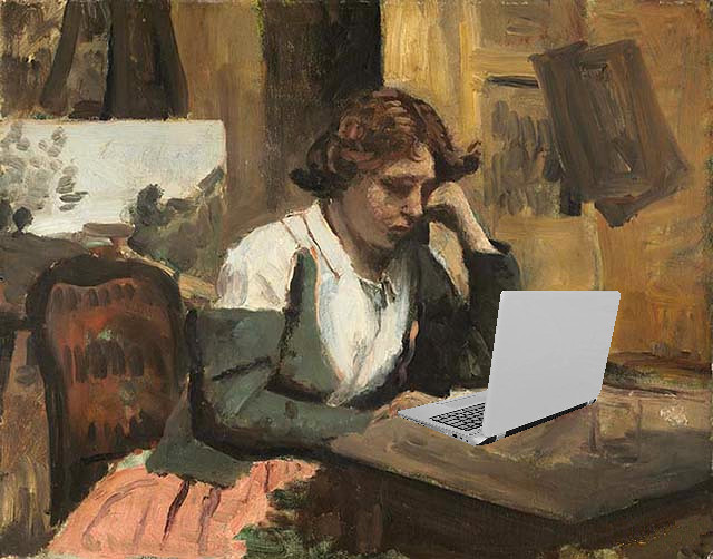 Woman Blogging in the Studio, after Jean-Baptiste-Camille Corot
