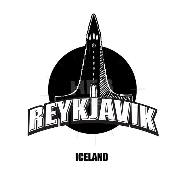 Reykjavik, church, black and white logo