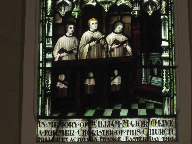 The Vignette of the William Major Olive Memorial Stained Glass Window of St Alban; St Mark the Evangelist Church of England - George Street, Fitzroy