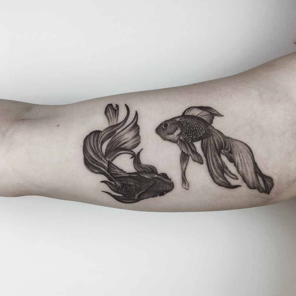 Japanese goldfish  Done by  Lucky Cat Tattoo Studio  Facebook