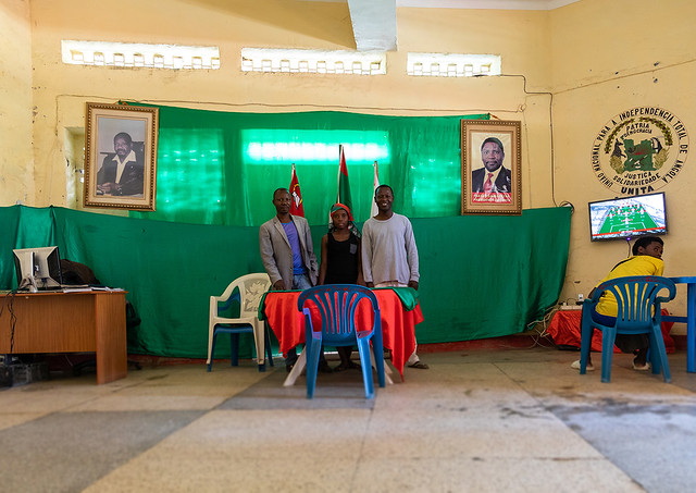 UNITA members posing in their headquarters, Benguela Province, Catumbela, Angola