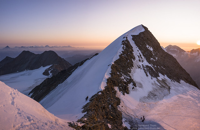Ulrichshorn at sunrise with mountaineers