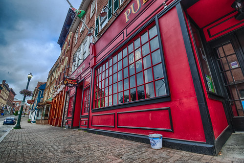 connecticut hdr harpdragonpub mainstreet nikon nikond5300 norwich outdoor architecture bucket building car city cityscape cloud clouds cloudy geotagged glass lamppost red reflection reflections sidewalk street window windows