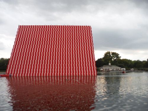 Christo, The London Mastaba, from Path along The Serpentine SWC Short Walk 19 - Royal Parks