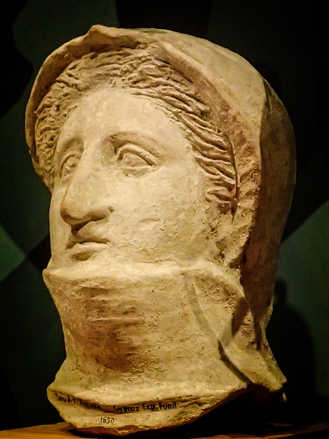 Terracotta funerary sculpture of a veiled woman Cyprus 320-100 BCE