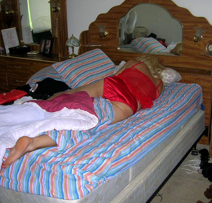 Red Nitie, Red Panties and beauty sleep.