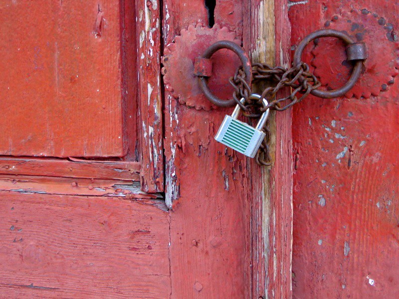 Red Door with Lock