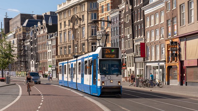 Amsterdam Rokin GVB 839 tram 24 naar CS