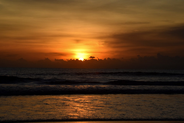 Sunset at Seminyak, North Kuta, Bali, Indonesia.