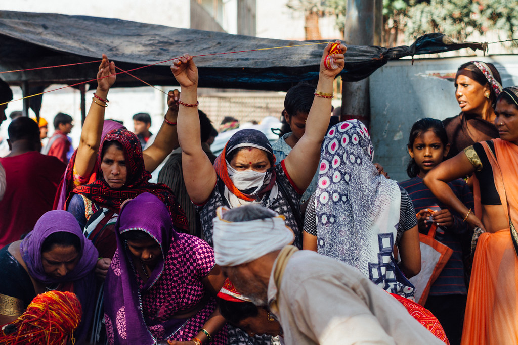 Women Tying Mouli Threads During Holi, Vrindavan India | Flickr