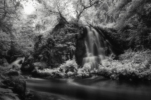 waterfall scotland blackandwhite woods woodland landscape infrared ir nature forrest river